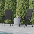 Pemberly Row Metal Folding Patio Sling Chair in Black (Set of2)