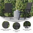 Pemberly Row Metal Folding Patio Sling Chair in Black (Set of2)