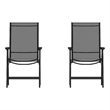 Pemberly Row Metal Folding Patio Sling Chair in Black (Set of2)