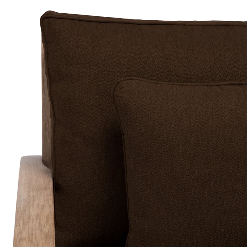 Pemberly Row Coastal Wood Outdoor Armchair in Natural / Brown