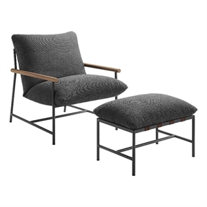 Pemberly Row Contemporary Lounge Chair and Ottoman in Charcoal