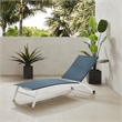 Pemberly Row Contemporary Outdoor Chaise Lounge in Navy/White