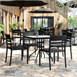 Pemberly Row Commercial All-Weather Patio Stack Chair with Slatted Backrest