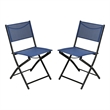 Pemberly Row 2 Pack Commercial Outdoor Flex Comfort Folding Chair in Navy