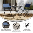 Pemberly Row 2 Pack Commercial Outdoor Flex Comfort Folding Chair in Navy