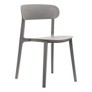 Pemberly Row Commercial All-Weather Gray Patio Stack Chair w/ Contoured Backrest