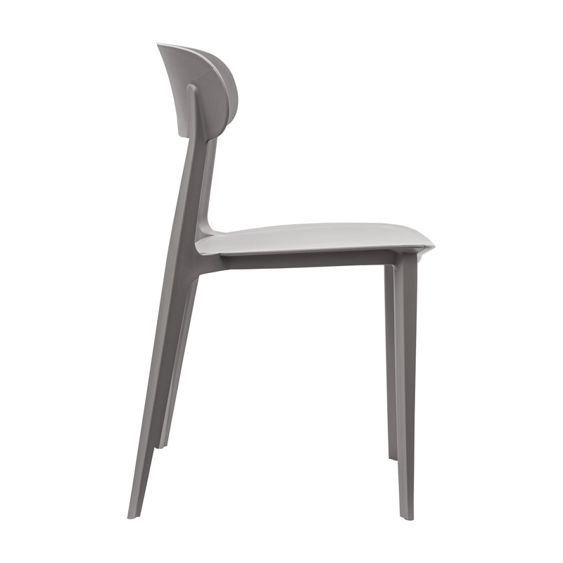 Pemberly Row Commercial All-Weather Gray Patio Stack Chair w/ Contoured Backrest