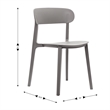 Pemberly Row Commercial All-Weather Gray Patio Stack Chair w/ Contoured Backrest