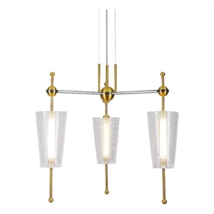 Pemberly Row 26&quot ETL Certified Integrated LED Aluminum Pendant - Antique Brass