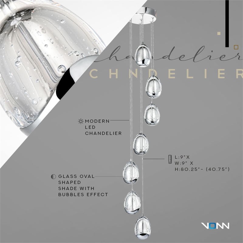 Pemberly Row Integrated LED ETL Certified Aluminum Chandelier - Polished Chrome