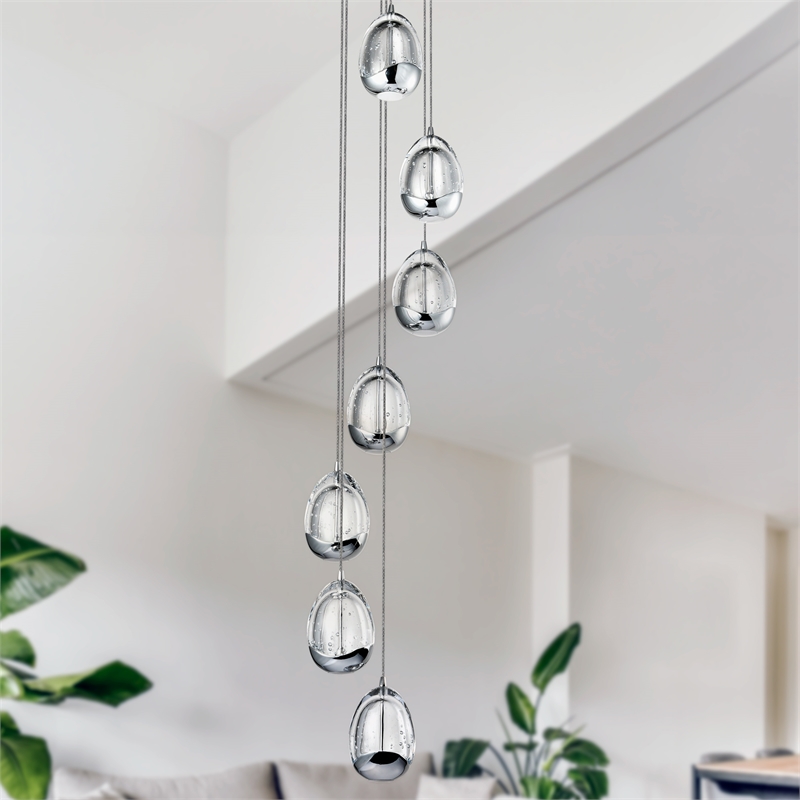 Pemberly Row Integrated LED ETL Certified Aluminum Chandelier - Polished Chrome