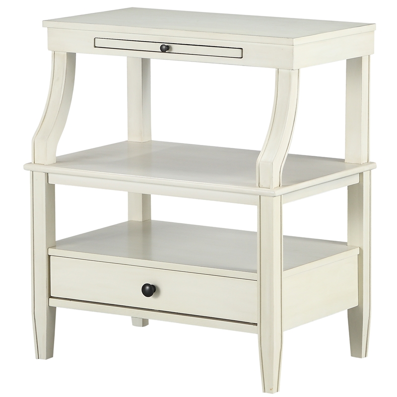 Pemberly Row Contemporary Antique White Wood 1-Drawer Storage Nightstand