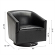 Pemberly Row Black Faux Leather Wood Base Swivel Accent Chair