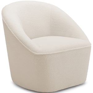 Pemberly Row Milky White Textured Polyester Boucle Fabric Swivel Accent Chair