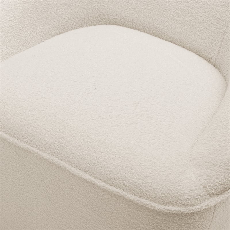 Pemberly Row Milky White Textured Polyester Boucle Fabric Swivel Accent Chair