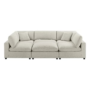 Pemberly Row Contemporary Modular Beige Fabric 6-Piece Nest Sectional