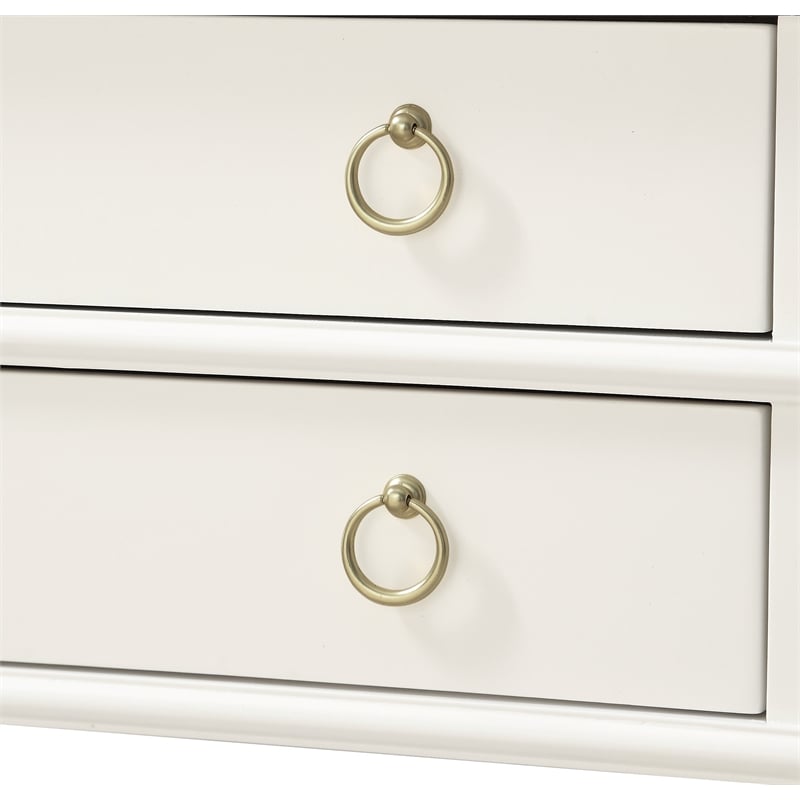 Pemberly Row Contemporary 2-Drawer Tray Top Wood Nightstand in White