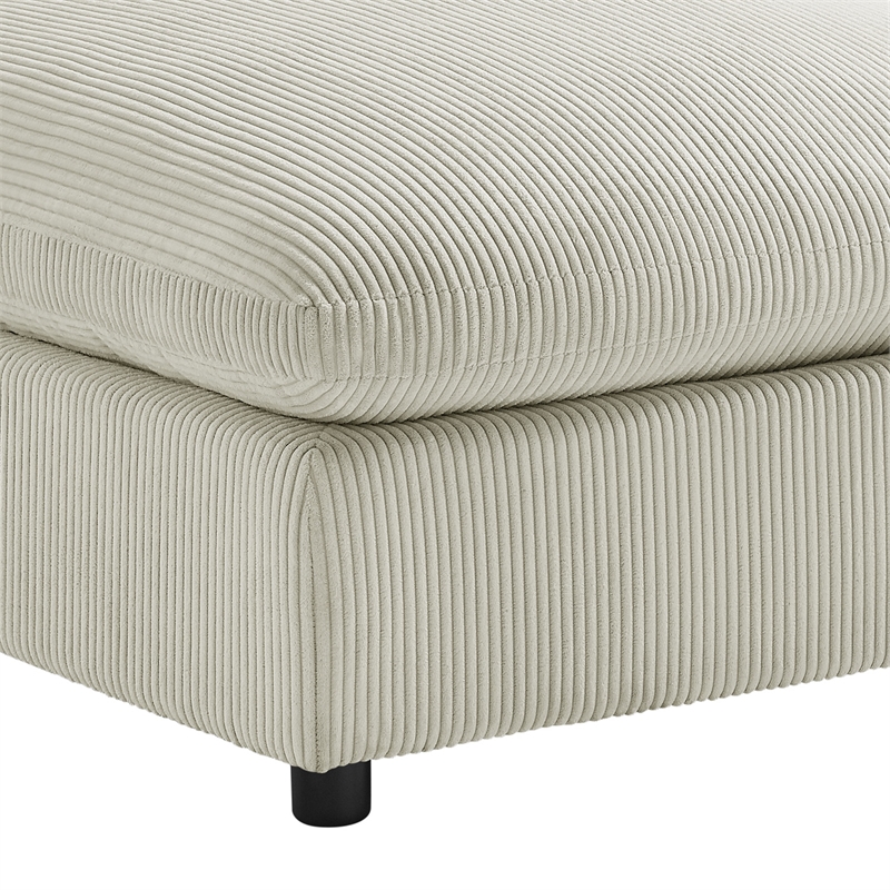 Pemberly Row Contemporary Beige Corduroy Fabric XL 40