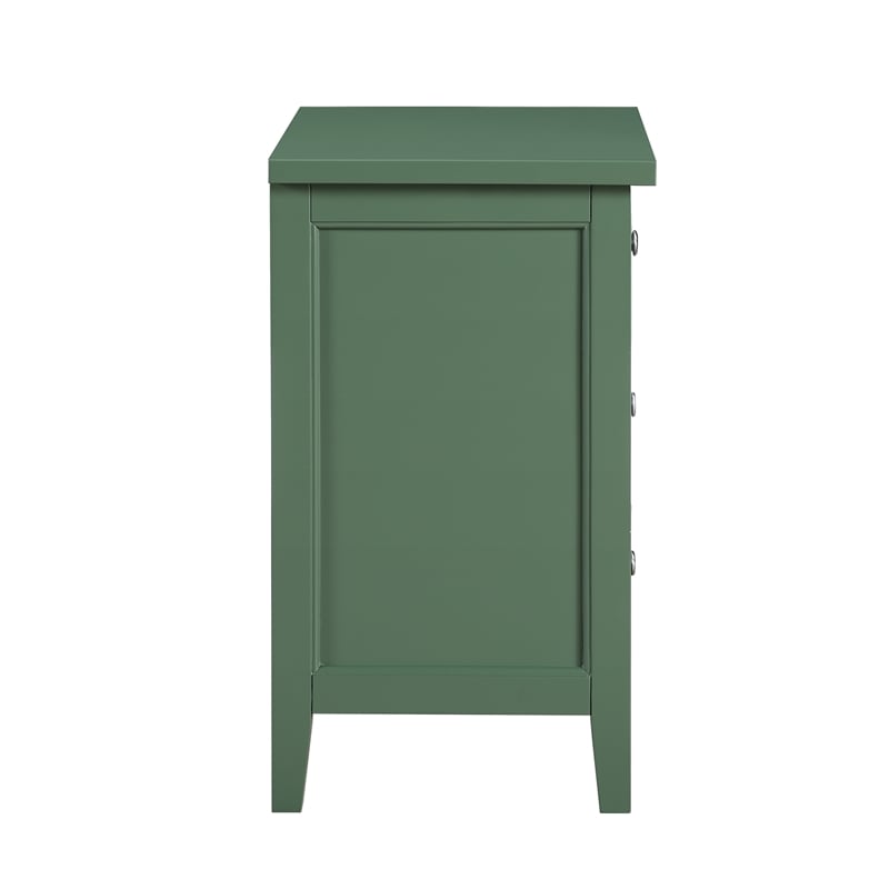 Pemberly Row Contemporary 3-Drawer Vintage Green Wood Nightstand
