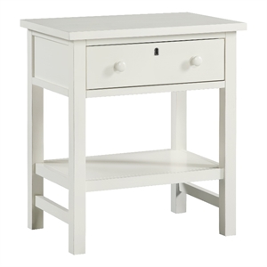 Pemberly Row Contemporary 1-Drawer Antique White Wood Storage Nightstand
