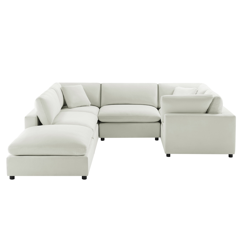 Pemberly Row Modular 6-Piece Sectional in Ivory Performance Fabric