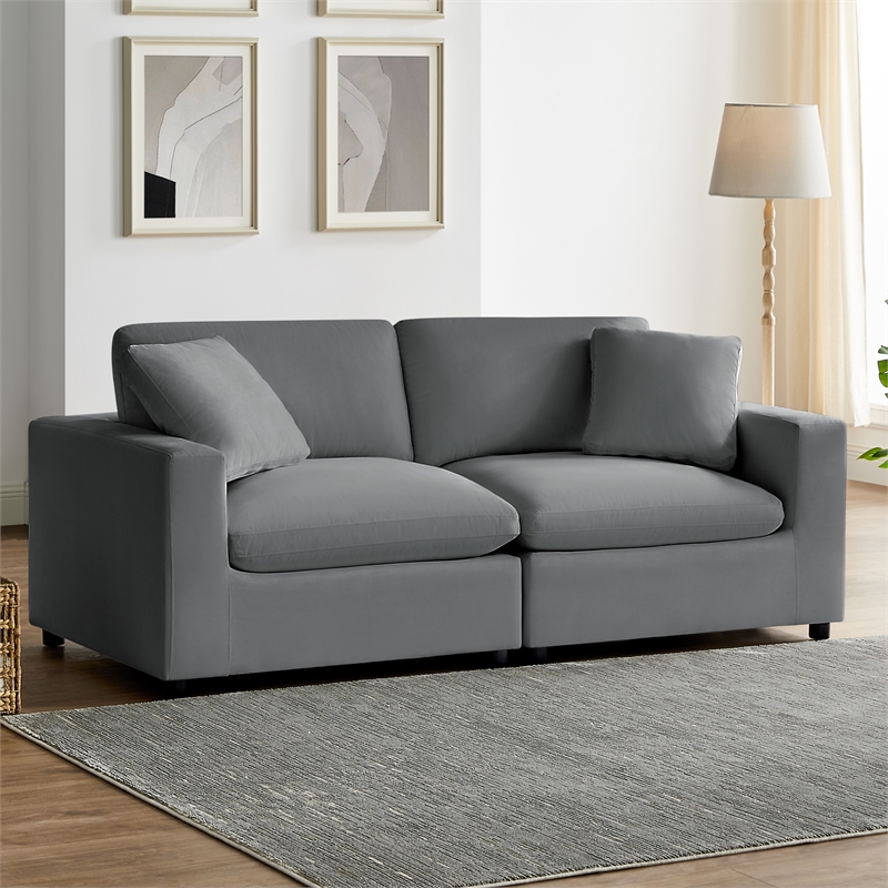 Pemberly Row Modular 2-Piece Sofa in Charcoal Performance Fabric