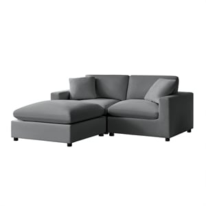 Pemberly Row Modular 3-piece Chofa in Charcoal Performance Fabric