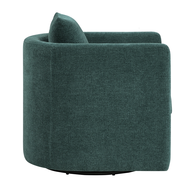 Pemberly Row Contemporary Peacock Green Fabric Swivel Barrel Chair