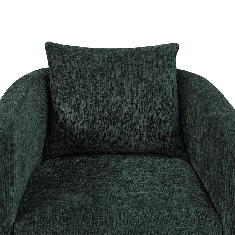 Pemberly Row Contemporary Green Upholstered Fabric Swivel Barrel Chair