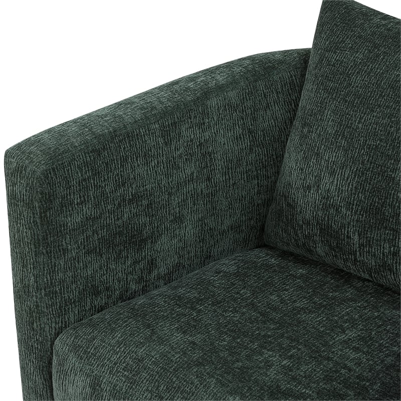 Pemberly Row Contemporary Green Upholstered Fabric Swivel Barrel Chair