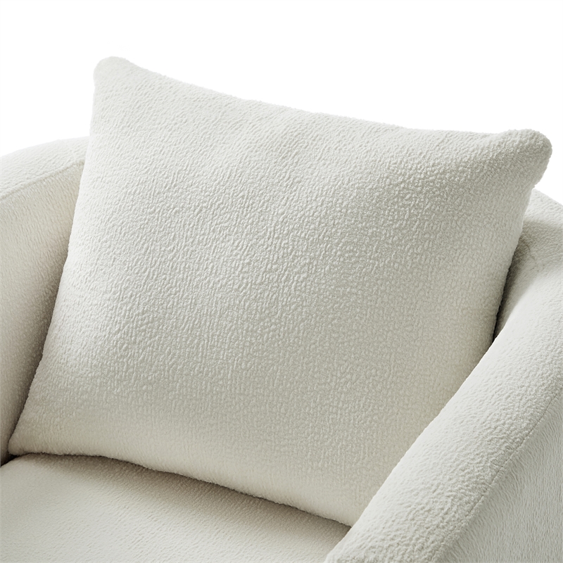 Pemberly Row Contemporary Ivory Performance Fabric Swivel Barrel Chair