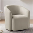 Pemberly Row Contemporary Sea Oat Beige Fabric Swivel Barrel Chair