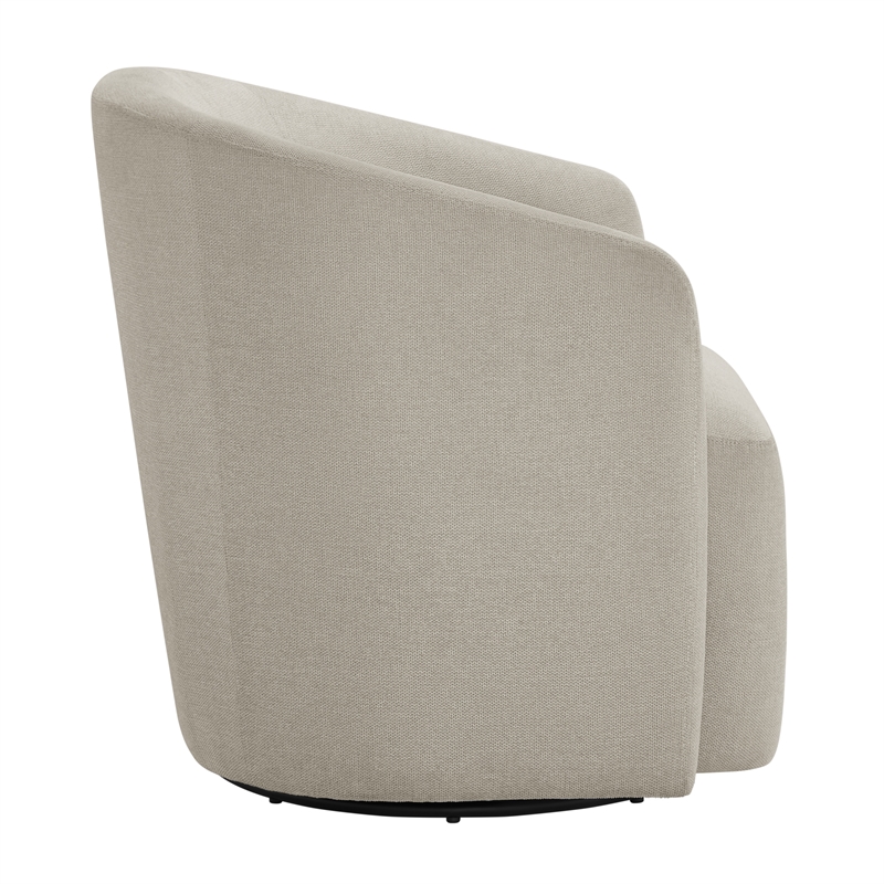 Pemberly Row Contemporary Sea Oat Beige Fabric Swivel Barrel Chair