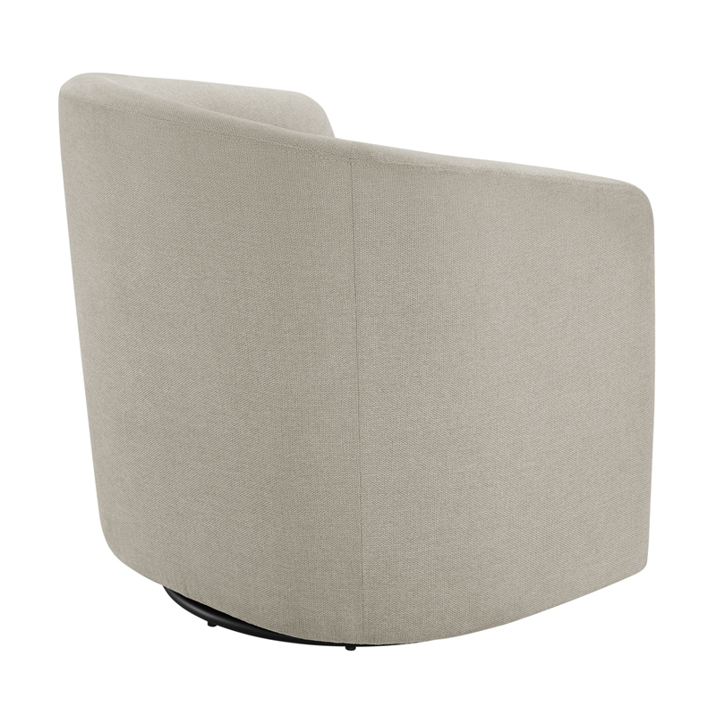 Pemberly Row Contemporary Sea Oat Beige Fabric Swivel Barrel Chair