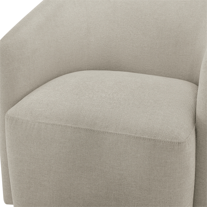 Pemberly Row Contemporary Sea Oat Beige Fabric Swivel Barrel Chair