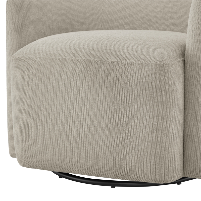 Pemberly Row Contemporary Sea Oat Beige Fabric Swivel Barrel Chair