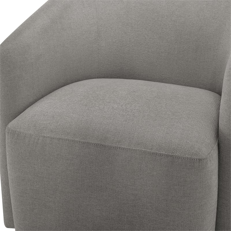 Pemberly Row Contemporary Gray Fabric Swivel Barrel Accent Chair
