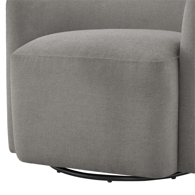 Pemberly Row Contemporary Gray Fabric Swivel Barrel Accent Chair