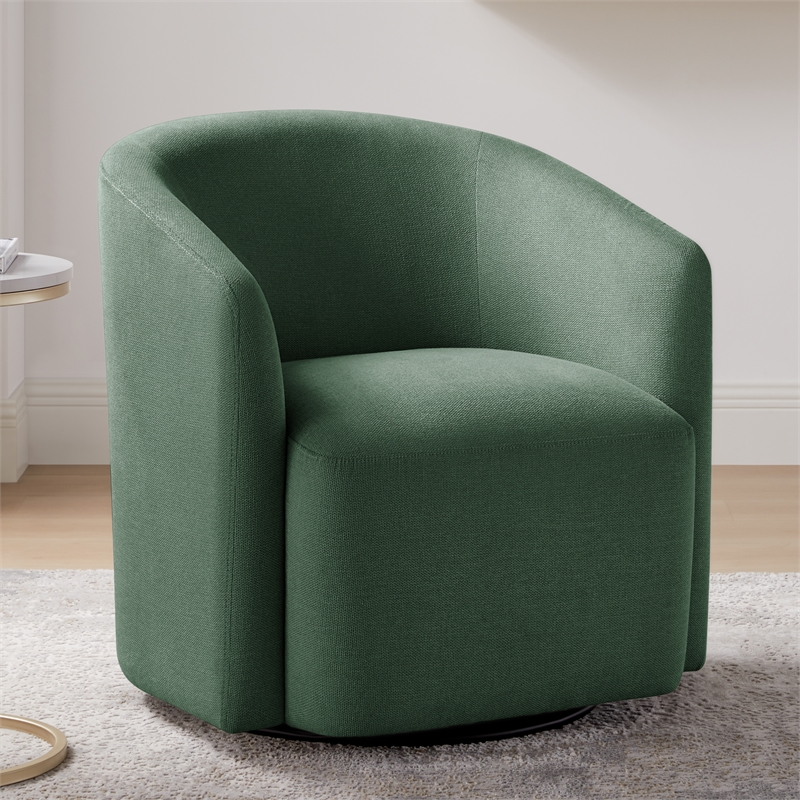 Pemberly Row Contemporary Green Fabric Swivel Barrel Accent Chair