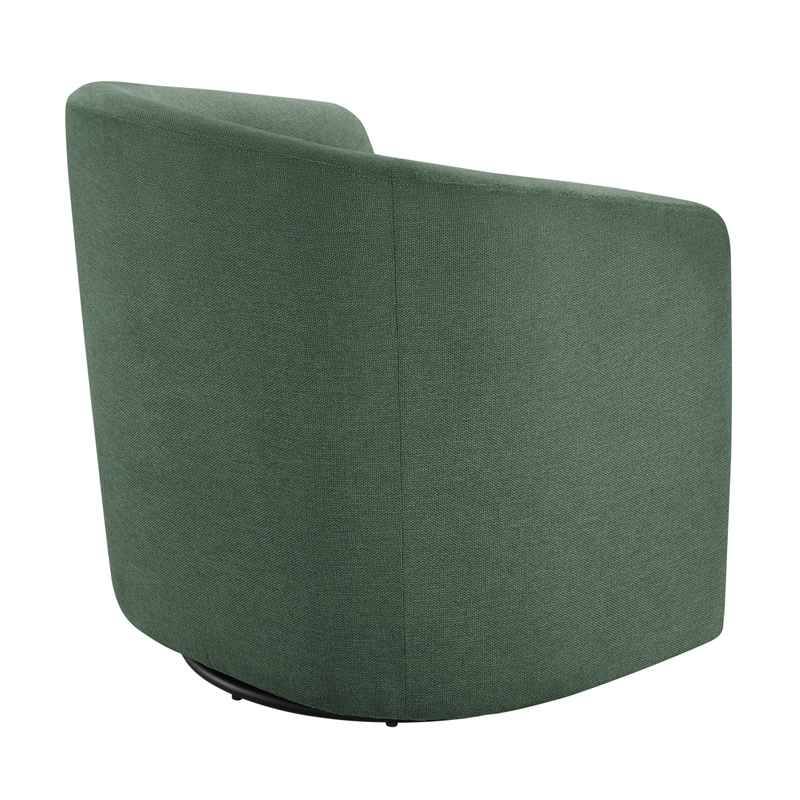 Pemberly Row Contemporary Green Fabric Swivel Barrel Accent Chair