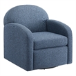 Pemberly Row Blue Polyester Fabric Swivel Barrel Accent Chair