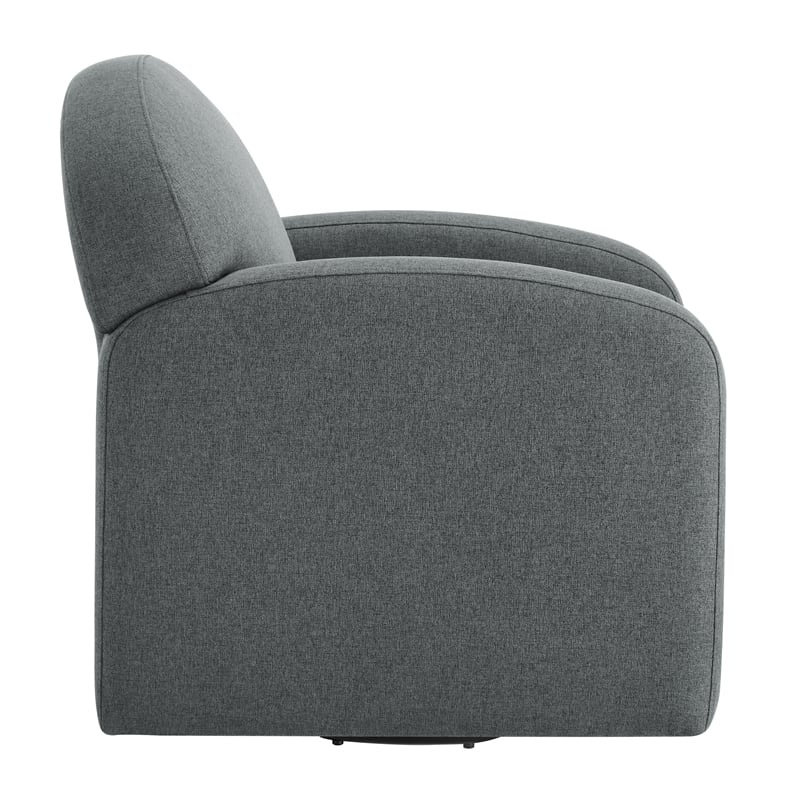 Pemberly Row Gray Polyester Fabric Swivel Barrel Accent Chair