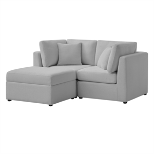 Pemberly Row Contemporary 3-Piece Gray Performance Fabric Chofa