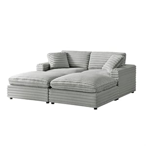 Pemberly Row 4-piece Chofa Sectional in Plush Gray Cord-like Fabric