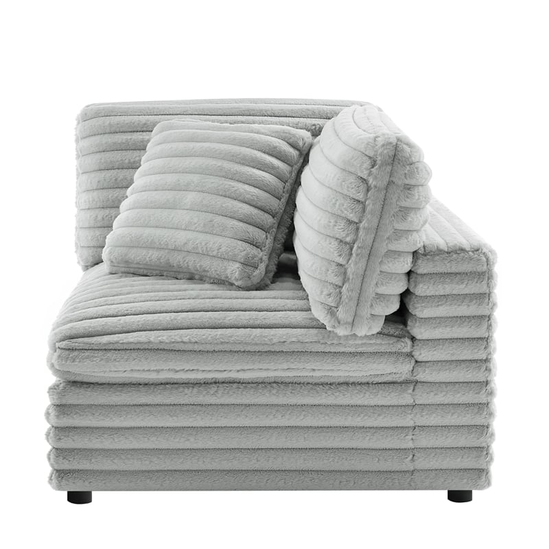 Pemberly Row 4-piece XL Chofa Sectional in Plush Gray Cord-like Fabric