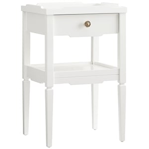 Pemberly Row Contemporary White Wood 1-Drawer Nightstand with Shelf