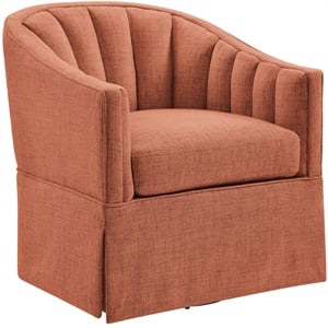 Pemberly Row Coral Polyester Fabric Skirted Swivel Accent Chair