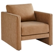 Pemberly Row Contemporary Honey Brown Faux Leather Modern Arm Chair