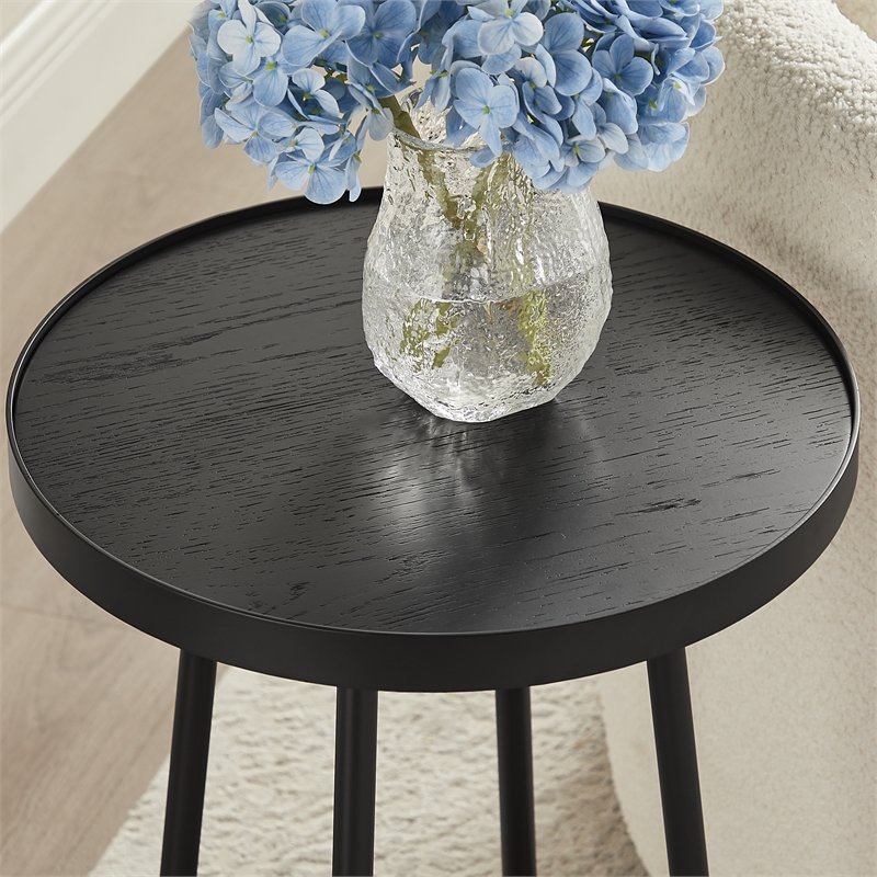 Pemberly Row Contemporary Round Black Finished Metal Accent Table
