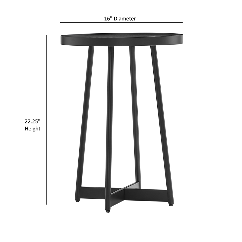 Pemberly Row Contemporary Round Black Finished Metal Accent Table